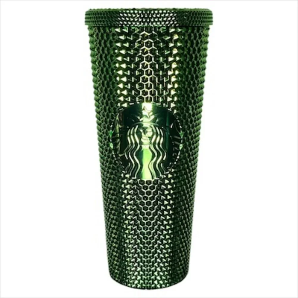 STARBUCKS 24 oz Metallic Green Studded Tumbler